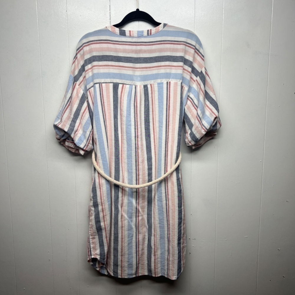 Skies Are Blue Linen Cotton Blend Striped Button Down Boho Women's Dress Medium - Picture 9 of 15